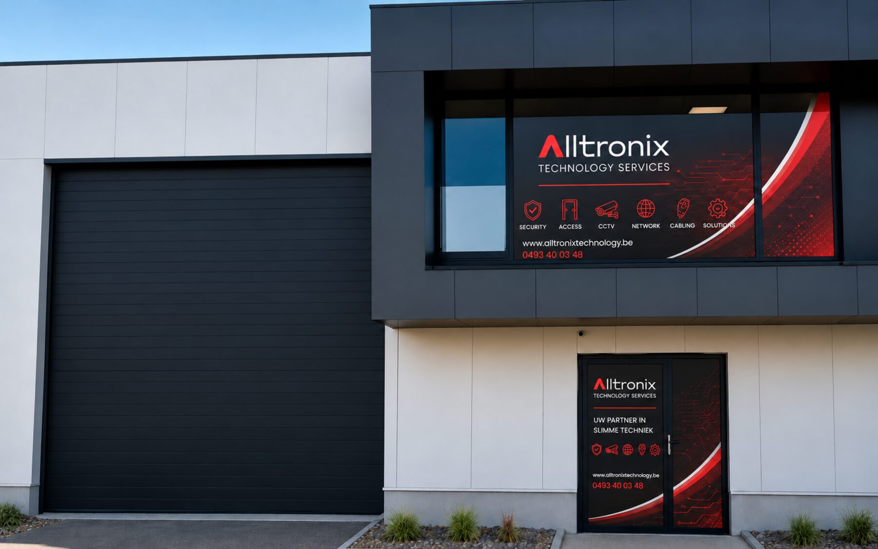 Bedrijfsgebouw van Alltronix Technology aan de Brakelsesteenweg in Ninove